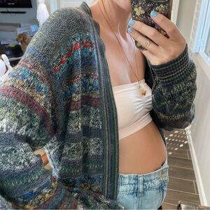 Vintage Grandpa Cardigan Baggy Chunky Retro Groovy Throw On Oversized Buttons